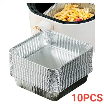 10pcs Rectangular Aluminum Foil Pans & Containers With Lids, Thickened Bbq  Grill Drip Pans For Baking Roasting And Take Out, Disposable Foil Tin  Liners(10pcs)