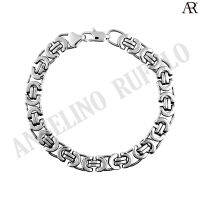 ANGELINO RUFOLO Bracelet ดีไซน์ Engrave Chain สร้อยข้อมือผู้ชาย Stainless Steel 316L(สแตนเลสสตีล)คุณภาพเยี่ยม สีเงิน