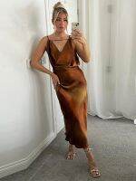 【CW】☊  Backless Bandage V-Neck Pleated Sleeveless Vacation Beach Dresses 2023 Robe