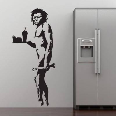 【SALE】 nancarenko1977 Banksy Fast Food Caveman กราฟฟิตีผนังศิลปะสติกเกอร์รูปลอกบ้านตกแต่งผนัง DIY ที่ถอดออกได้ตกแต่งห้องนอนสติกเกอร์3ขนาด