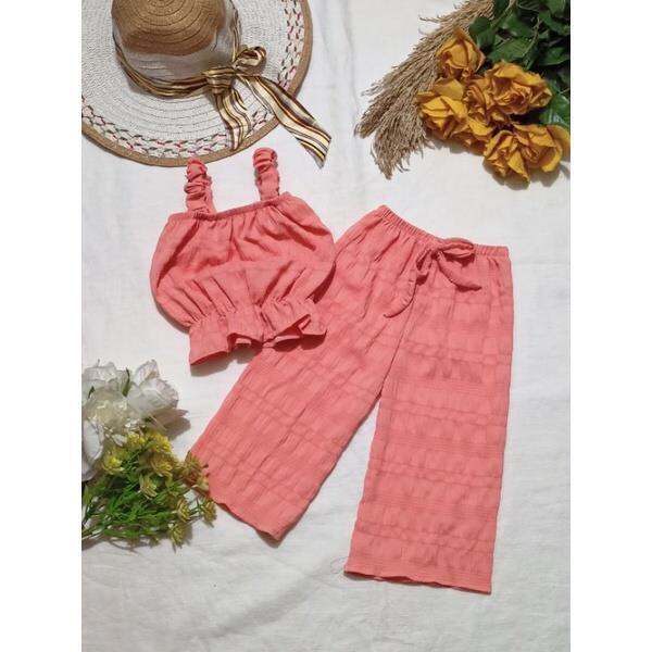 Garterized Crop Top Square Pants Set 3-5 y/o | Lazada PH