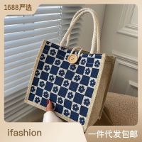 Linen Handbag Accompanying Gift Small Fresh All-Match Student Going Out Hand Carrying Lunch Box Bag Womens Retro Jute Canvas Bag