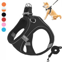 Pet Dog harness and leash set Reflective Breathable Harness Dog Adjustable Comfort Puppy harness outdoors travel Pet Supplies Collars