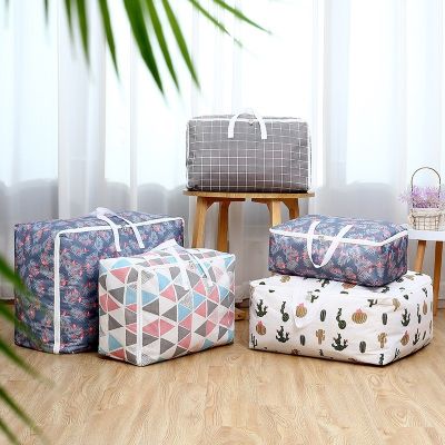 [COD] Oxford cloth quilt storage bag portable large capacity zipper thickened moving moisture-proof