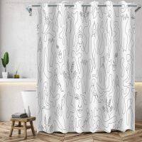 【CW】◑☌  Fabric Shower CurtainArt Human Face Curtain for Bathtub Luxury Spa with