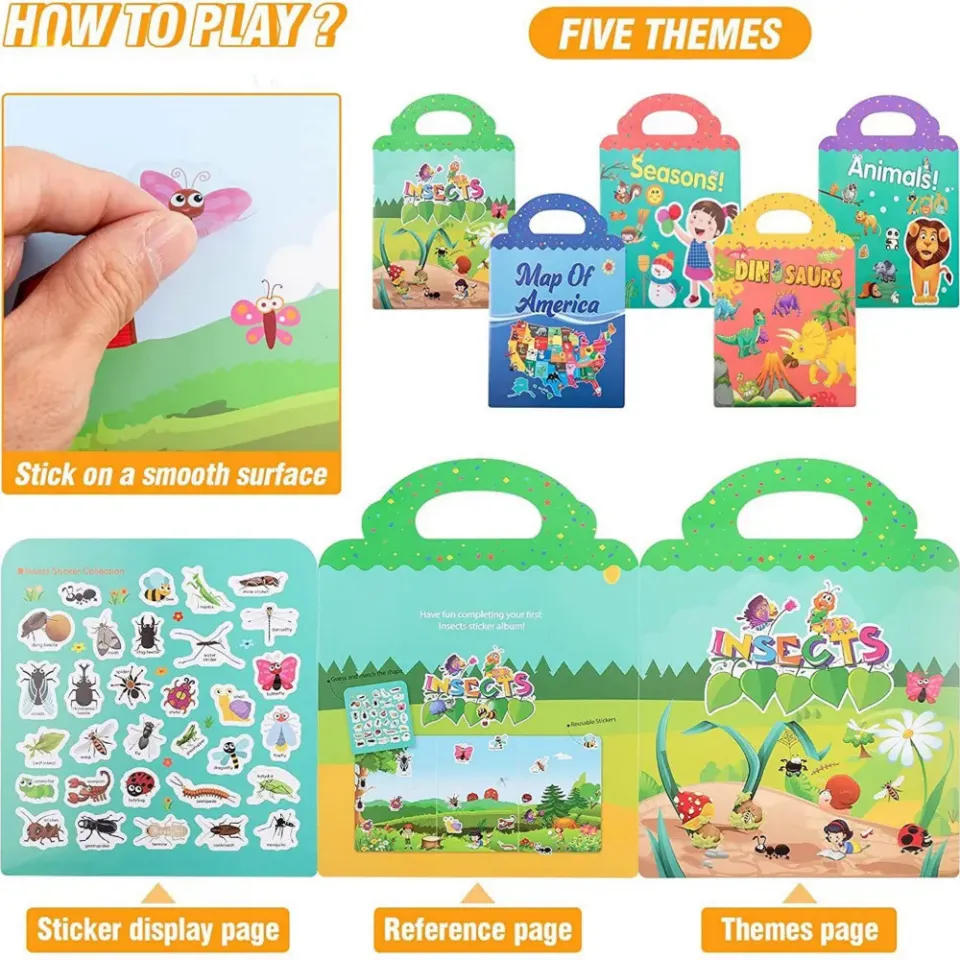 Kids Reusable Sticker Book Multiple Scenarios Cartoon DIY Puzzle Baby Early  Learning Cognitive Learning Toy Child Busy Book Gift