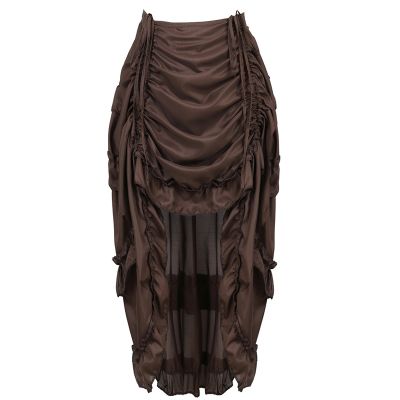【CC】 Steampunk Gothic Corset With Skirts Irregular Shirring Pleated Skirt Low Costumes Punk Size