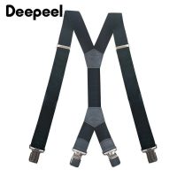 Deepreel สายเอี๊ยมผู้ชาย4*125ซม. 1ชิ้นสายรัดยางยืดกว้าง4คลิปตกแต่งไม้แขวนกางเกงทำงาน SP619กระจับป้องกันอวัยวะเพศ