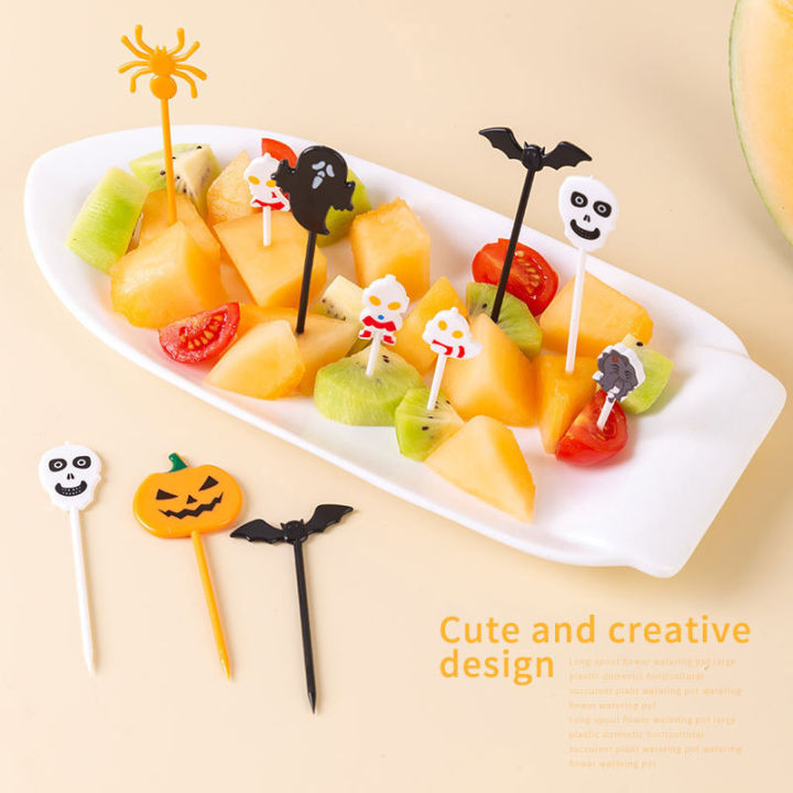 uni-6-10pcs-cartoon-fruit-fork-toothpicks-food-selection-mini-bento-box-decoration-ตกแต่งคริสต์มาส