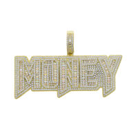 New Iced Out Bling Letters Money Pendant Necklace Gold Silver Color 5A Zircon Money Charm Necklaces Mens Hip Hop Jewelry