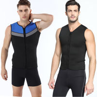 3MM Neoprene Wetsuit เสื้อกั๊กเสื้อแขนกุดซิปครีมกันแดด Warm Wetsuits Top Mens สำหรับน้ำเย็นดำน้ำ Surfing