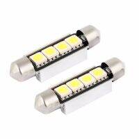 ชิ้นส่วน2 41มม C10W C5W 4 Smd 5050นำ Canbus ไม่มีความผิดโคมไฟประดับไฟรถยนต์ขาวไฟติดรถยนต์2X Dc 12V