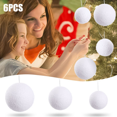 【Free Shipping】ลูกบอลสีขาวประดับต้นคริสต์มาสทำจากโฟม PE ขนาด8/6/4ซม. ตกแต่งลูกบอลคริสต์มาส