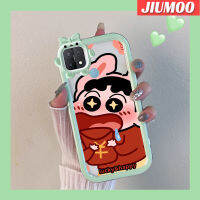 เคส JIUMOO สำหรับ OPPO A15 A35 A15s 4G เคสการ์ตูนนำโชคดินสอสีชินชินชานแพตเตอร์สีสันสดใสนิ่มสำหรับเลนส์กันกระแทกแบบใสเคสมือถือเรียบง่ายฝาครอบป้องกันซิลิโคนความคิดสร้างสรรค์โปร่งใส