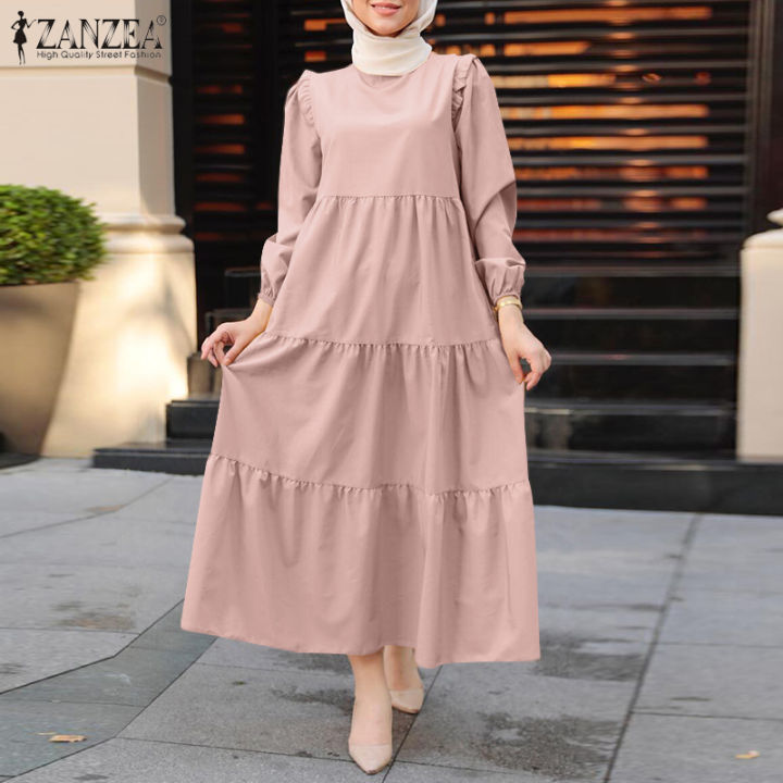 ZANZEA Muslimah Women Muslim Puff Long Sleeve Layered Evening Party ...