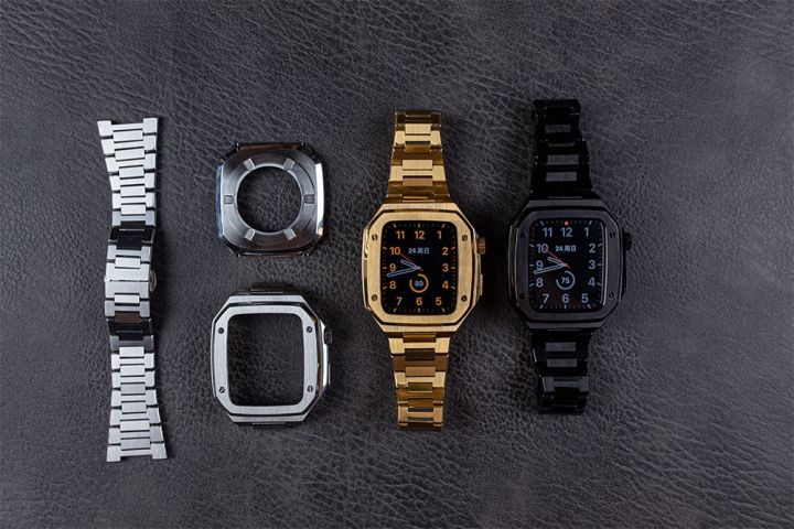 ตัวปรับแต่งขอบโลหะแบบพรีเมี่ยมสำหรับนาฬิการุ่น-applle-watch-7-6-5-4-44มม-45มม-สายโลหะสำหรับ-i-watch