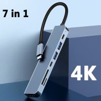 USB ฮับ C 7 In 1 Type-C To HDMI-เข้ากันได้อะแดปเตอร์ OTG Thunderbolt 3 Dock กับ PD TF SD Type C Jack3.5mm สำหรับ Macbook Pro/air