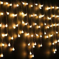 4.6M LED Ball ไฟคริสต์มาสกลางแจ้งในร่ม Garland String Fairy Light Street Icicle Curtain Drop 0.4-0.6M Garden Home Decor