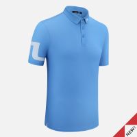 J.LINDEBERG Golf Mens Short Sleeve T-Shirt Mens Summer Comfort Sports Polo Shirt Golf Wear Mens Quick Dry Jersey