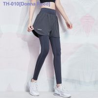 ❍☼▧ Fitness pants womens high waist butt lift fake two-piece running yoga pants elastic tight outerwear training quick-drying sports pants women