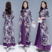 2019 new spring and summer Chinese traditional plus size long cheongsam qipao S-4XL