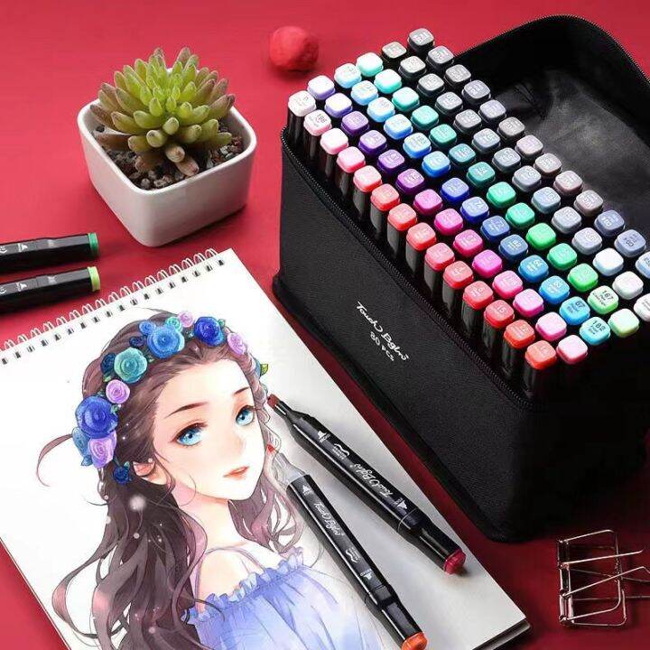 24 Colors Twin Marker Pen Highlighter Broad Fine Tip Alcohol-based Ink for  Drawing Manga Advertisement Architecture Designing Black - Walmart.com
