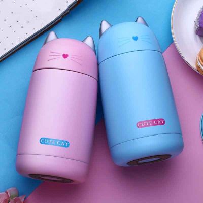 【High-end cups】2021ใหม่การ์ตูนแมวแก้วเทอร์โม Drinkware เด็กขวดน้ำสแตนเลสเด็กกระติกถ้วยแก้วป้องกันการรั่วแก้ว