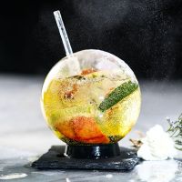 Creative Spherical Cocktail Glass Personality Ball Cup Molecular Gourmet Smoked Cup Heat-resistant Glass Straw Cup Cups  Mugs Saucers