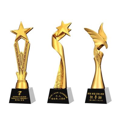2023 Original Genuine Golden Resin Crystal Trophy Creative Custom Engraving Medal Company Annual Meeting Staff Sports Competition Awards Gift