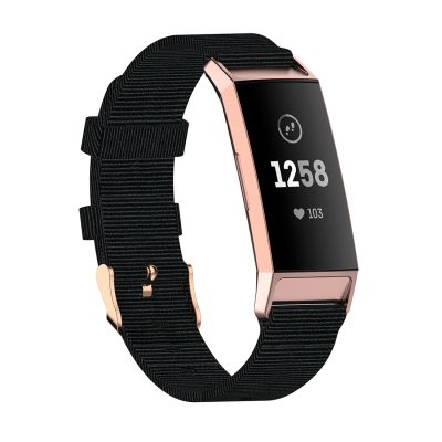 สำหรับ Fitbit Charge 4/ชาร์จ3/Charge3สายรัดนาฬิกาไนลอนถักหัวพลาสติกขนาด: ฟรีไซส์ (สีดำ) (ลดเอง)