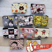 Cartoon Canvas Small Change Coin Bag Card Key Simpu Kitty Shin-Chan Totoro Doraemon Penguin Spongebob 【OCT】