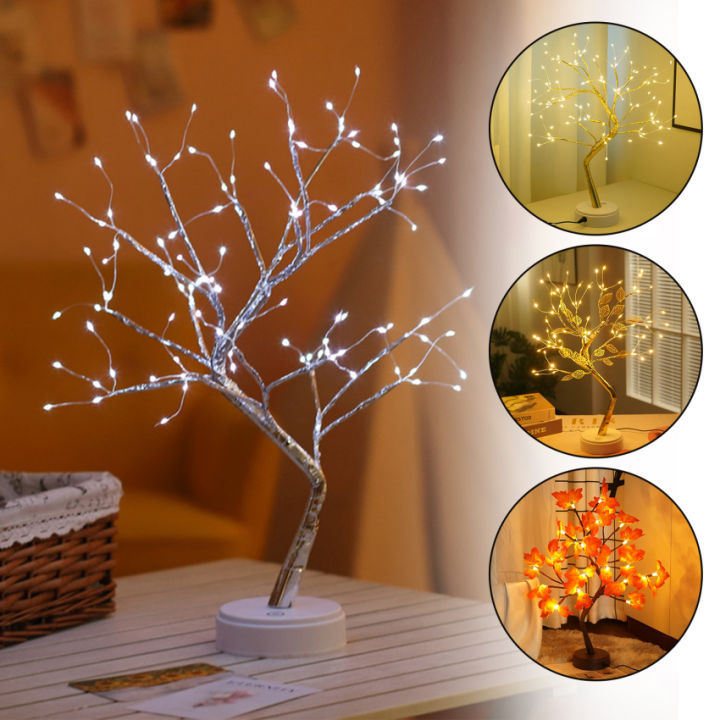 โคมไฟรูปต้นไม้พลังแบตเตอรี่-โคมไฟตั้งโต๊ะใบเมเปิ้ลสำหรับวันขอบคุณพระเจ้าและไฟคริสต์มาส