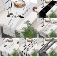 Black and white Nordic elk geometric design table flag cotton and linen table mat tea table cloth tablecloth bed flag