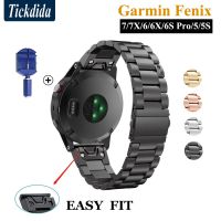 สายนาฬิกาสแตนเลสสำหรับ Garmin Fenix 7 Fenix 7X Fenix 6X Pro 6 5 Plus,สายโลหะปลดเร็ว Forerunner 935 945