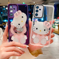 เคสโทรศัพท์ A54 Samsung 5G A34 5G A24 A14 5G 4G M14 5G กระจกแต่งหน้าลูกแมวน่ารักใหม่2023มาพร้อมกับฟิล์มป้องกันเลนส์นิ่มโปร่งใสปลอกซิลิโคน Samsung Galaxy A14 4G A34 5G เคสฝาครอบสำหรับเด็กผู้หญิง