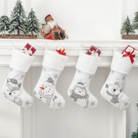 White Christmas Stockings Animals Penguin Snowflake Snowman Xmas Ornament Christmas Pendant Christmas Tree Decoration Gift Socks Socks Tights