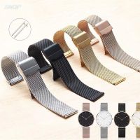 ◑﹉ สายนาฬิกา Milanese Loop 12/14/16/18/20/22 มม. ผู้ชายผู้หญิง Universal Quick Release สแตนเลสสตีลสายรัดข้อมือโลหะสร้อยข้อมือสำหรับ DW