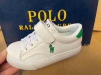 Ralphˉ Laurenˉ 2023 Classic White Green PU Leather Boys and Girls Shoes White Shoes