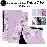 T730/T733เคสสำหรับ Samsung Galaxy Tab S7 FE 12.4 "แท็บเล็ตหนังกันเหงื่อกันลื่นเคสพับ PU Tab S7 FE 5G SM-T736B Wi-Fi SM-T730 SM-T733เคสตั้งได้เคสป้องกัน