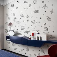 Cartoon Universe Theme Pattern Wall Sticker Bedroom Kids Baby Room Home Decoration Mural Combination Wallpaper Nursery Stickers Stickers