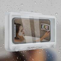 ┋✎ Shower phone holder waterproof and anti-fog touch screen bathroom mirror bathtub wall mount phone holder 6.8 inches or less