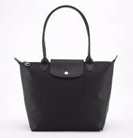 100% AUTHENTIC longchamp le pliage neo Long handle dumpling bag 2605578001-black color small size Thick nylon shopping bag shoulder bag Tote bag Casual women bag-Made in France freeshipping