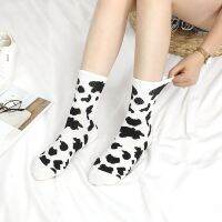 【LZ】∈  Lindas meias de algodão de vaca para mulheres adorável harajuku desenho animado animal print estilo japonês listrado respirável calcetines casuais Coreia