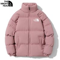 THE NORTH FACE TNF เสื้อขนเป็ดสำหรับทั้งหญิงและชายเทรนด์ฤดูหนาวเป็ดสีขาวคอตั้งอบอุ่นหลวมเสื้อขนเป็ดฤดูหนาว