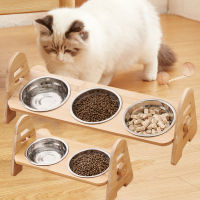 Raised Cat Bowl Automatic Feeder Stainless Steel Puppy Food Bowl with Stand Raised Non Slip Double Bowl Stand Dish Bowls for Cat