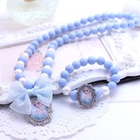 2PCSSet Lovely Cartoon Sophia Pearl Necklace Set Hair Accessories Jelly celet Girls Gift