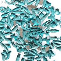 wholesale100pcs Lake blue Aquamarine different shaped Crystal Sleek Rhinestone 3D Manicure Nail Art Decoration Charms Jewelry