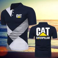 New Caterpillar CAT Lapel Collar Slim Fit T Shir Men Stitching polo T Shirt Casual Sports Shirt Shor