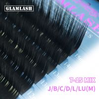 GLAMLASH 16Rows 7-25mm Mixed Length False Lashes Individual Mink Extension Black Matte Natural Soft False Eyelashes High Quality Cables
