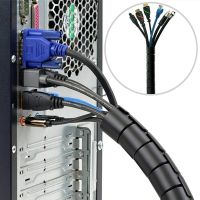 2M Kabel Spiral Fleksibel Pengatur Jalur Penyimpanan Pelindung Kabel Komputer Pelindung Berliku Meja Kantor Aksesori Kabel Rapi